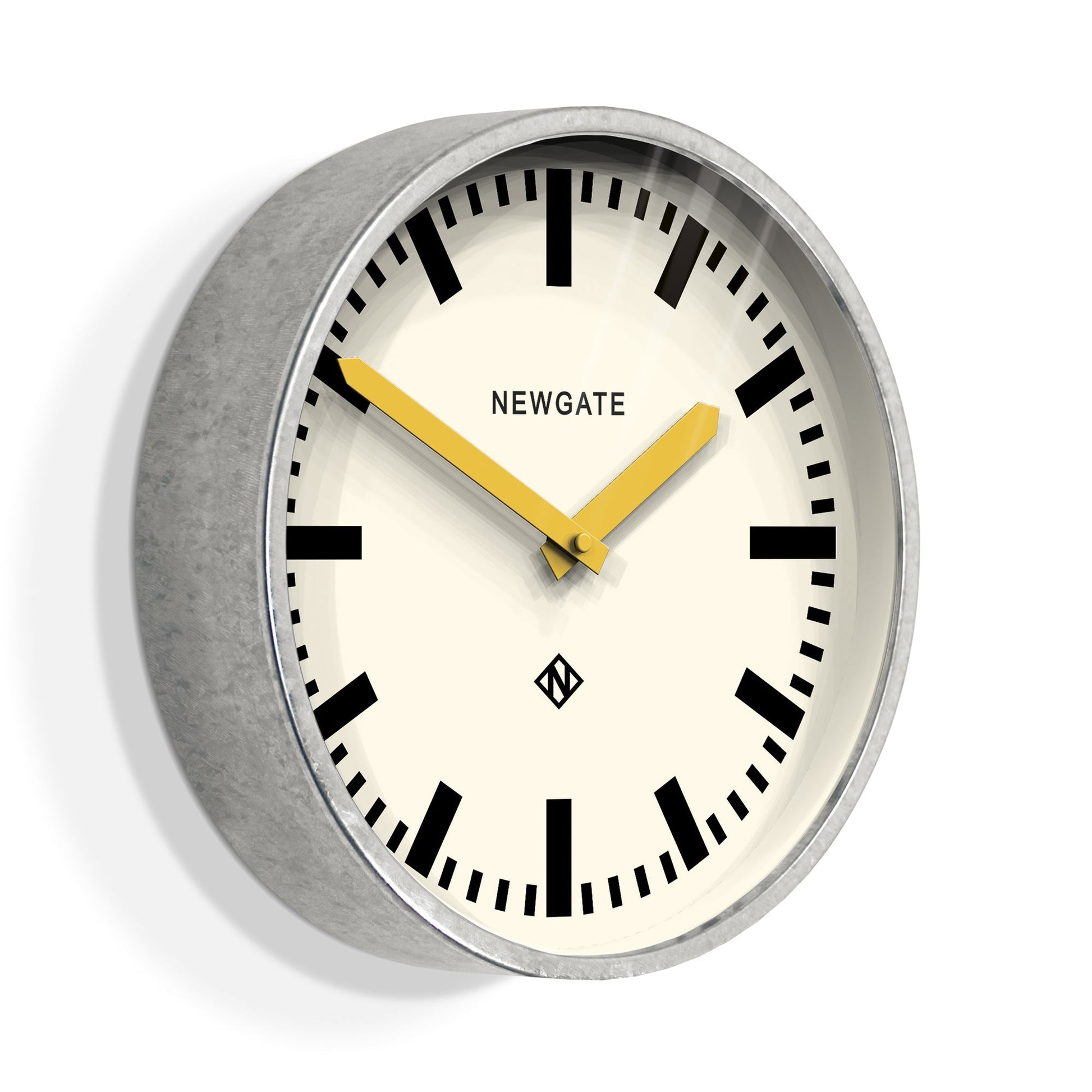 Newgate Luggage Wall Clock Galvanised Yellow Hands