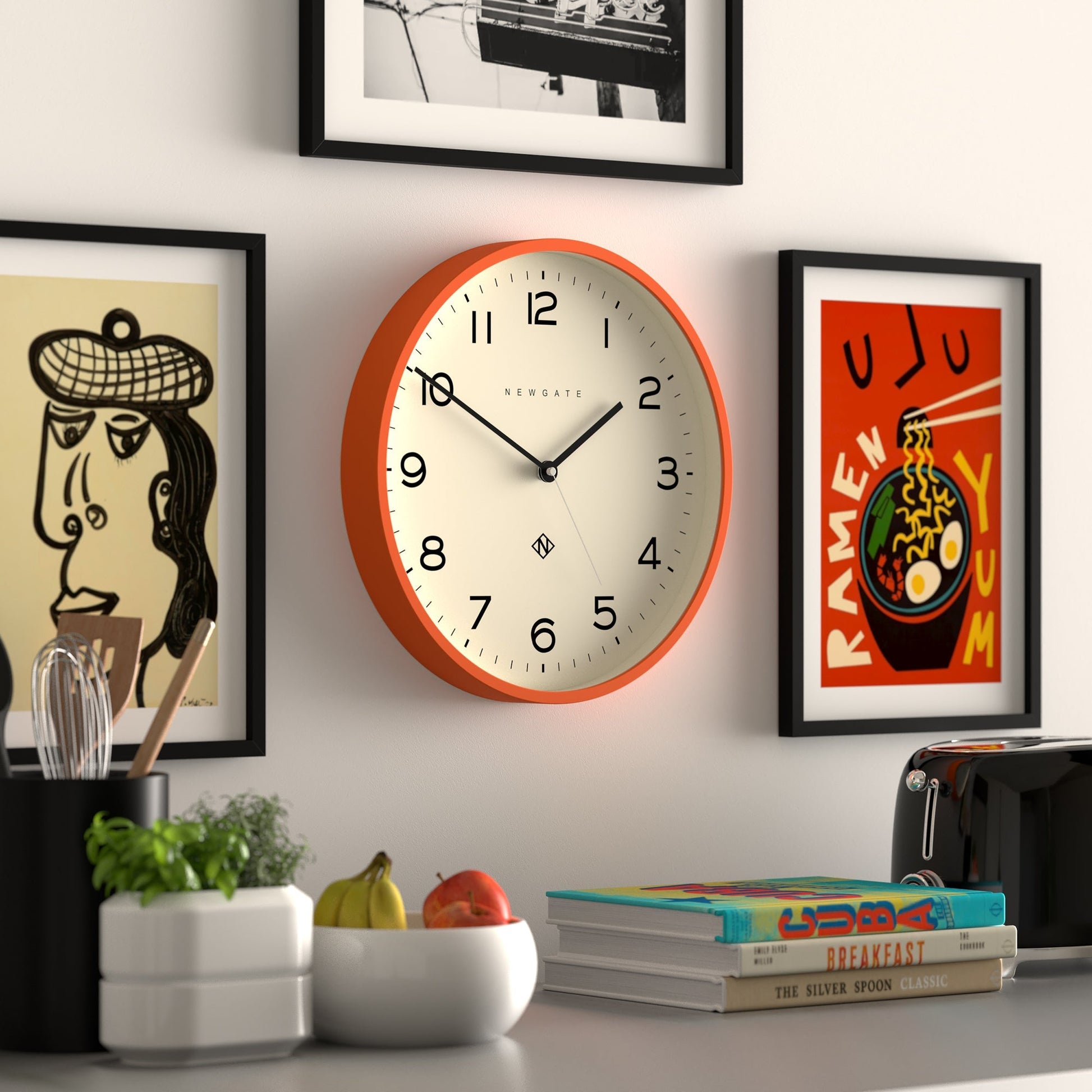 Newgate Number Three Echo Clock Silicone Orange