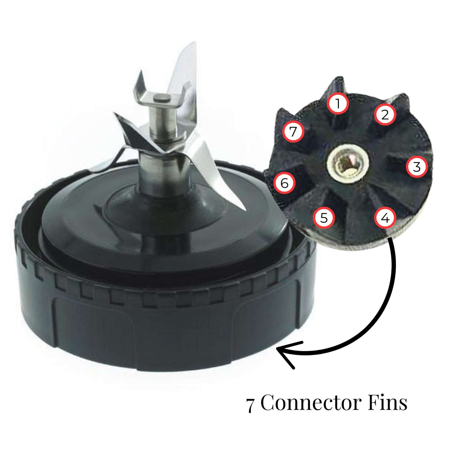 For Nutri Ninja Extractor Blade - 7 Fin Connection Replacement Blender Parts