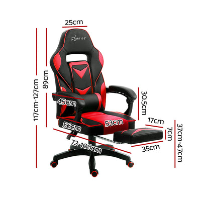 Artiss Office Chair Computer Desk Gaming Chair Study Home Work Recliner Black Red