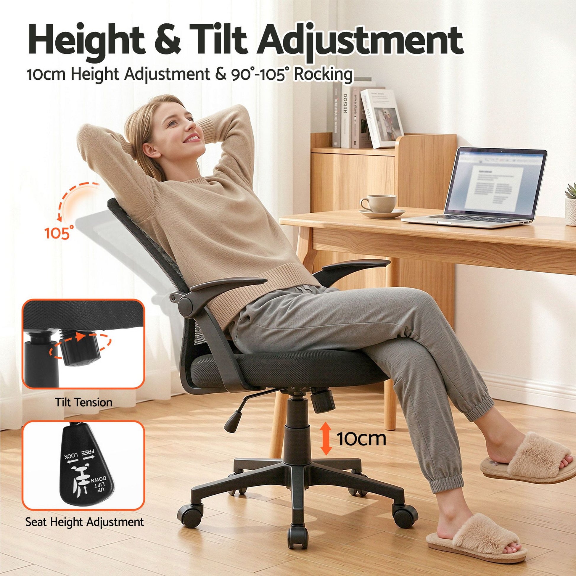 Artiss Mesh Office Chair Mid Back Black