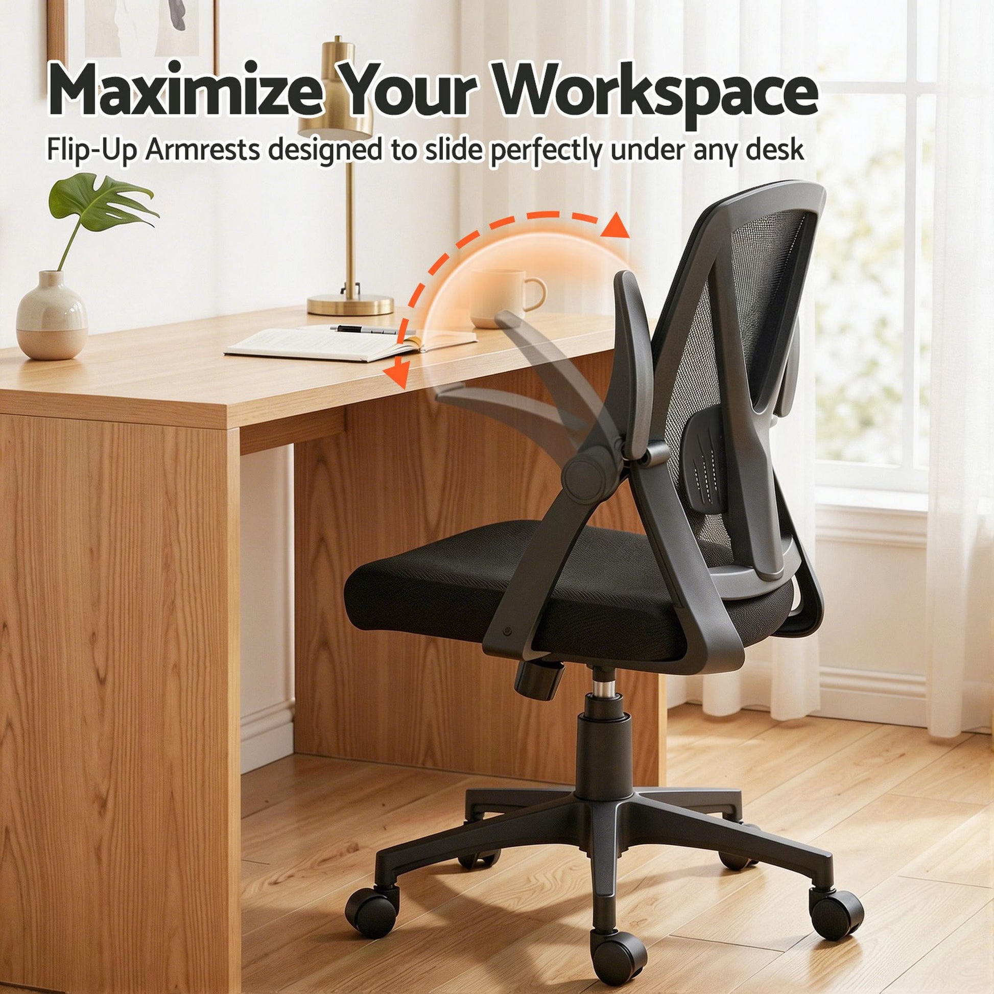 Artiss Mesh Office Chair Mid Back Black