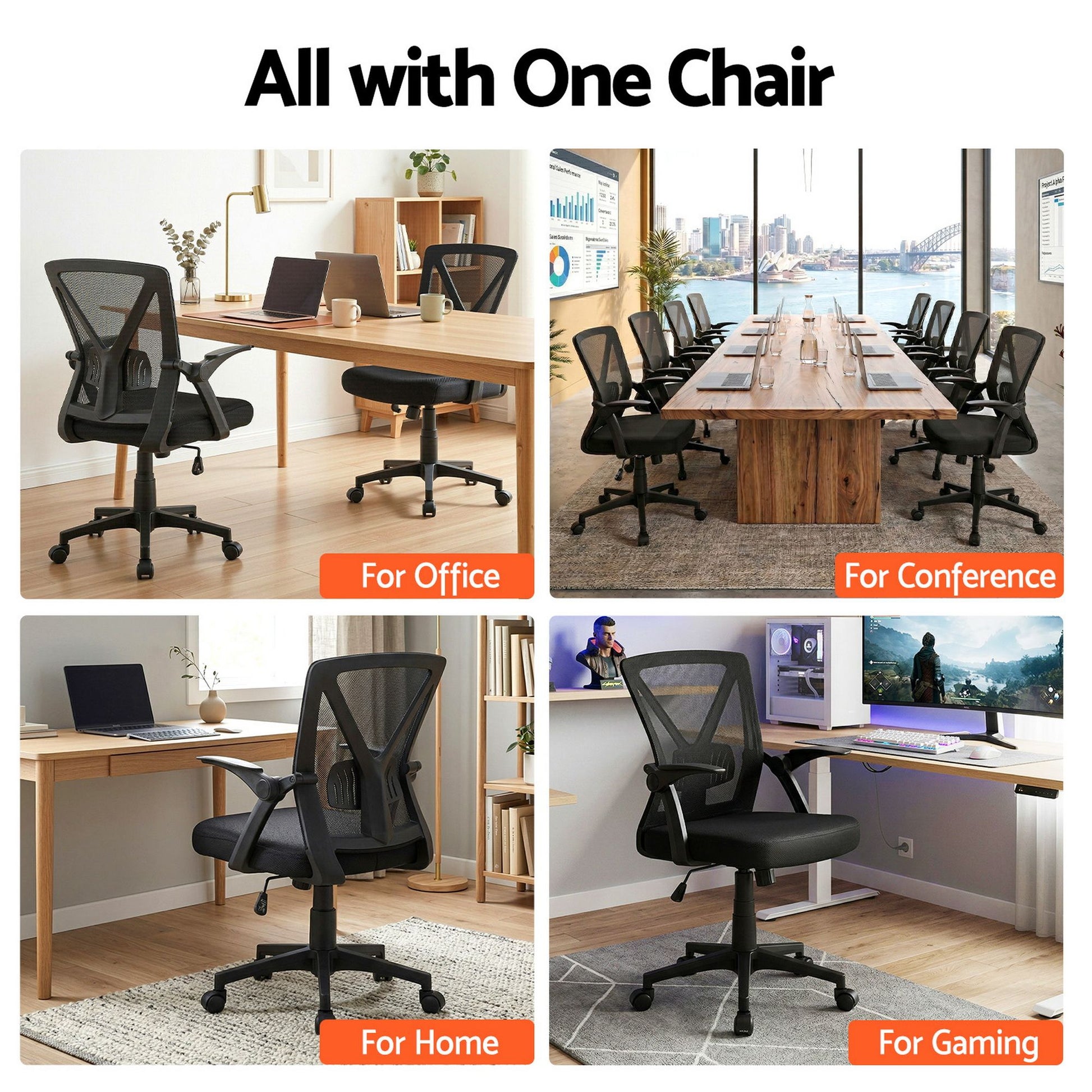 Artiss Mesh Office Chair Mid Back Black