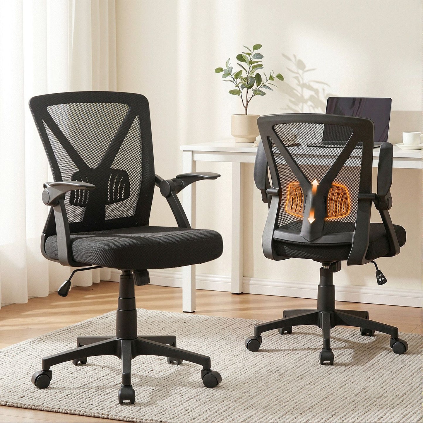 Artiss Mesh Office Chair Mid Back Black