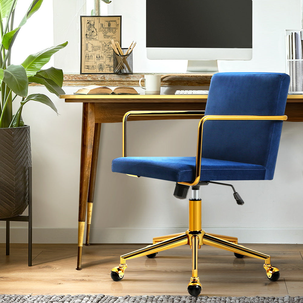 Caraway Velvet Office Chair Royal Blue