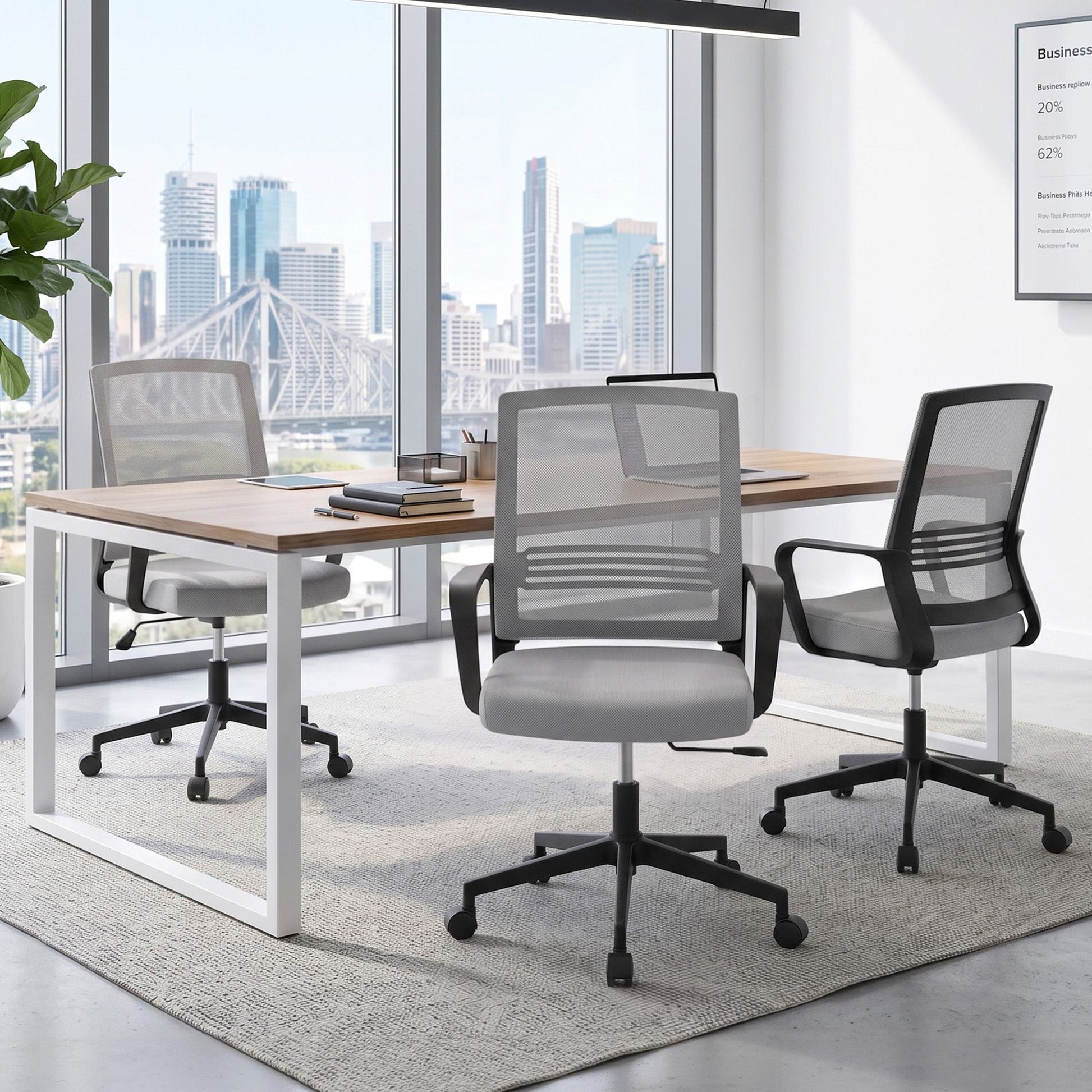 Artiss Mesh Office Chair Mid Back Grey