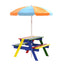 Keezi Kids Outdoor Table and Chairs Picnic Bench Seat Umbrella Colourful Wooden