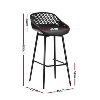 Gardeon 2PC Outdoor Bar Stools Plastic Metal Dining Chair Patio Furniture Garden