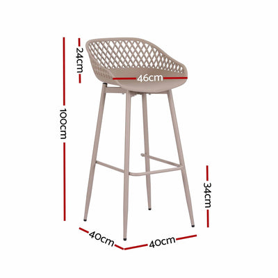Gardeon 2PC Outdoor Bar Stools Plastic Metal Dining Chair Patio Furniture Coffee