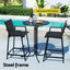 Gardeon 3PC Outdoor Bar Set Stools Dining Chairs Table Patio Furniture Bistro Set Steel Black