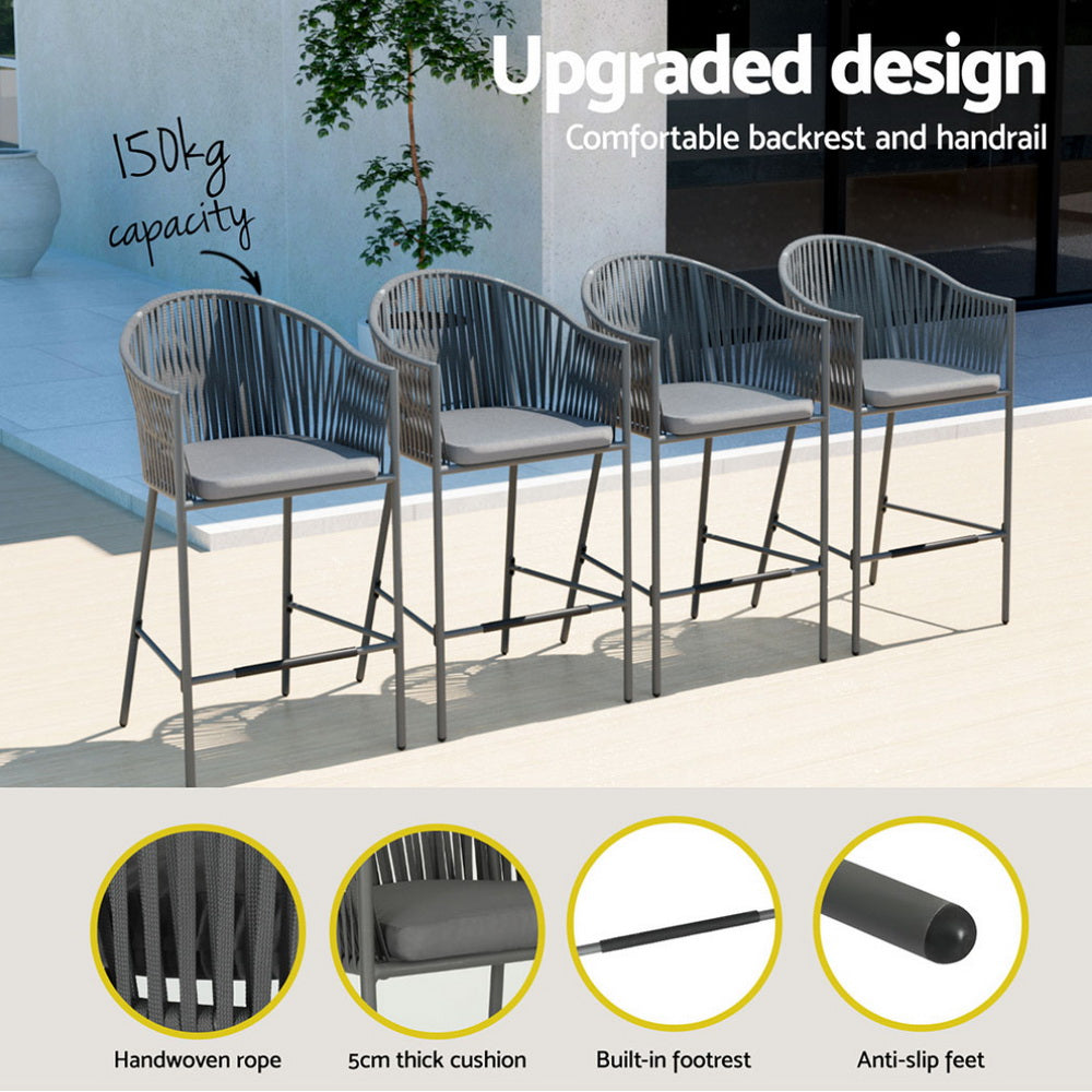 Gardeon 5pcs Outdoor Bar Table Furniture Set Chairs Table Patio Bistro 4 Seater