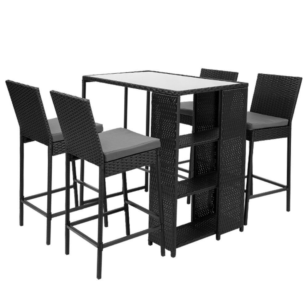 Gardeon Outdoor Bar Set Table Stools Furniture Dining Chairs Wicker Patio Garden