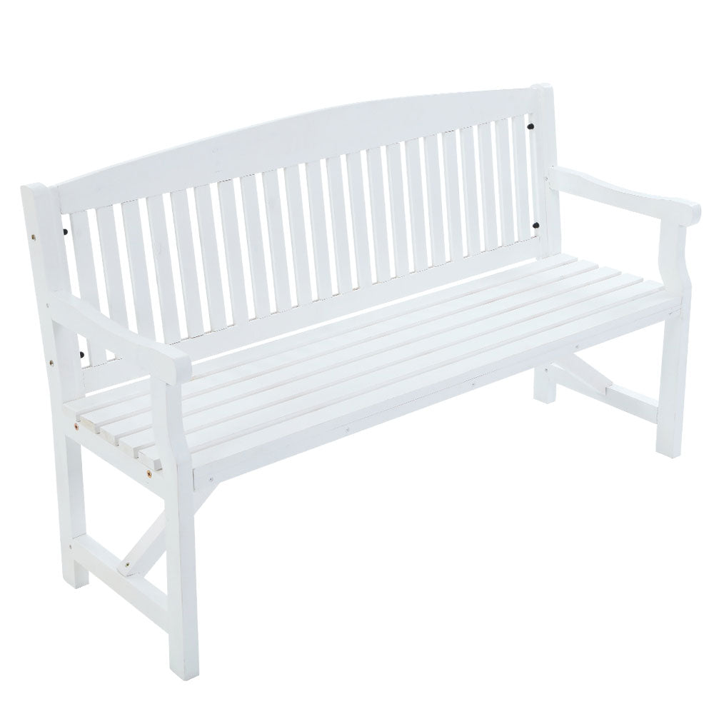 Gardeon Wooden Garden Bench Chair Outdoor Furniture Patio Deck 3 Seater White