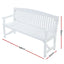 Gardeon Wooden Garden Bench Chair Outdoor Furniture Patio Deck 3 Seater White