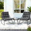 Gardeon 3PC Outdoor Bistro Set Patio Furniture Table and Chairs Steel Dining Chair