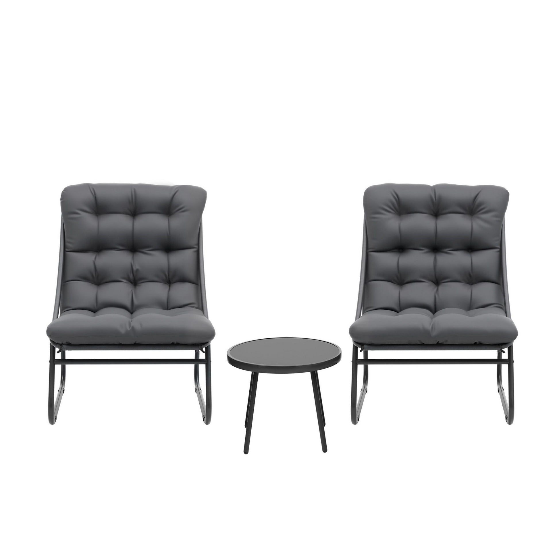 Gardeon 3PC Outdoor Bistro Set Patio Furniture Table and Chairs Steel Dining Chair