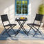 Gardeon Outdoor Bistro Set Folding Table and Chairs Patio Furniture Garden Steel Black
