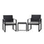 Gardeon 3PC Outdoor Bistro Set Patio Furniture Wicker Dining Chairs Table Cushion Black
