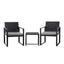 Gardeon 3PC Outdoor Bistro Set Patio Furniture Wicker Dining Chairs Table Cushion Black