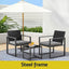 Gardeon 3PC Outdoor Bistro Set Patio Furniture Wicker Dining Chairs Table Cushion Black
