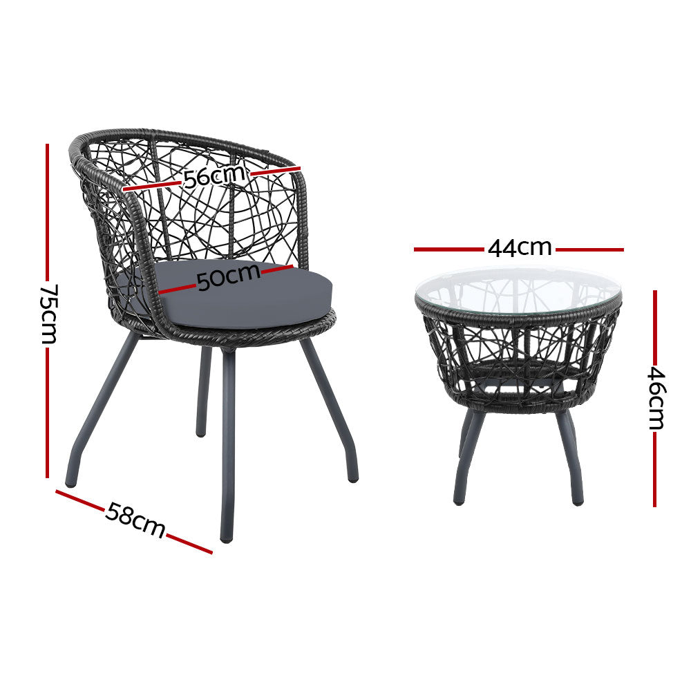 Gardeon Outdoor Patio Chair and Table - Black