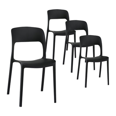 Gardeon 4PC Outdoor Dining Chairs Stackable PP Patio Chair Garden Furniture Black