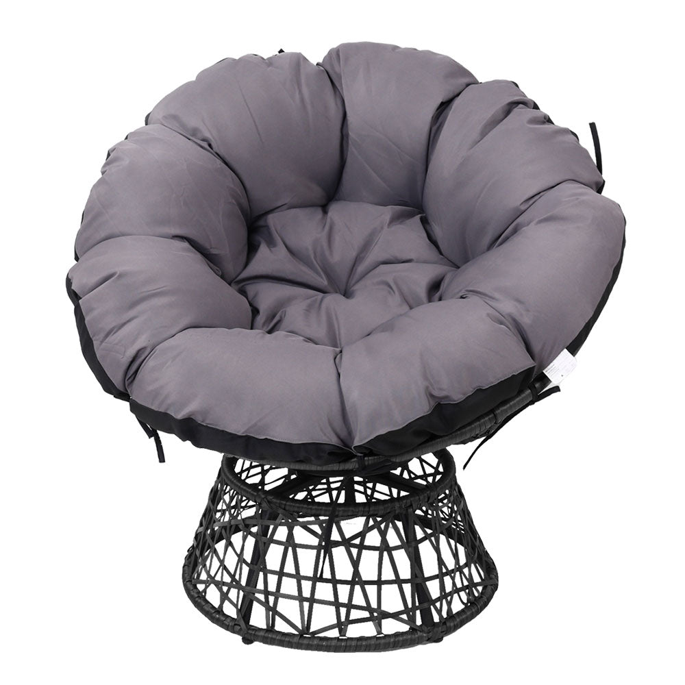 Gardeon Outdoor Papasan Chairs Lounge Setting Patio Furniture Wicker Black