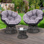 Gardeon Outdoor Lounge Setting Papasan Chairs Table Patio Furniture Wicker Black