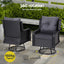 Gardeon Outdoor Chairs Patio Furniture Lounge Setting 3 Pcs Wicker Swivel Chair Table Bistro Set