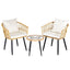 Gardeon 3PC Outdoor Bistro Set Patio Furniture Lounge Setting Table and Chairs Natural