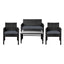 Gardeon Set of 4 Outdoor Lounge Setting Rattan Patio Wicker Dining Set Black