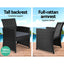 Gardeon Set of 4 Outdoor Lounge Setting Rattan Patio Wicker Dining Set Black