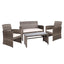 Gardeon Set of 4 Outdoor Lounge Setting Rattan Patio Wicker Dining Set Mixed Grey