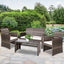 Gardeon Set of 4 Outdoor Lounge Setting Rattan Patio Wicker Dining Set Mixed Grey