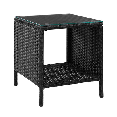 Gardeon Side Table Coffee Patio Outdoor Furniture Rattan Desk Indoor Garden Black