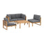 Gardeon 4-Piece Outdoor Sofa Set Wooden Couch Lounge Setting 5PCS