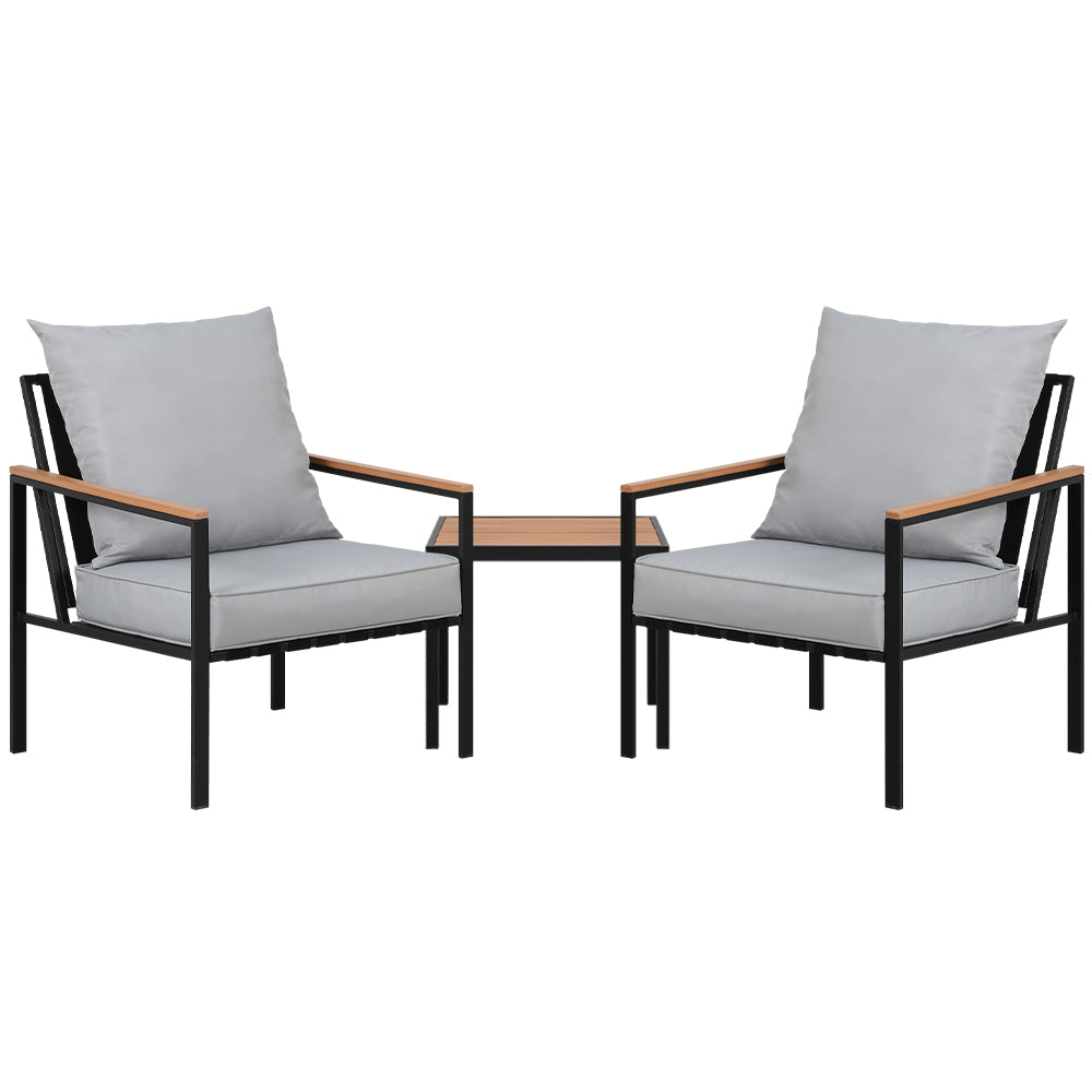 Gardeon Outdoor Furniture 3pcs Lounge Setting Bistro Set Chairs Table Patio