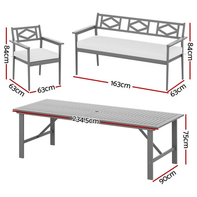 Gardeon 5pcs Outdoor Furniture Dining Set Chair Table Patio Acacia Wood 6 Seater