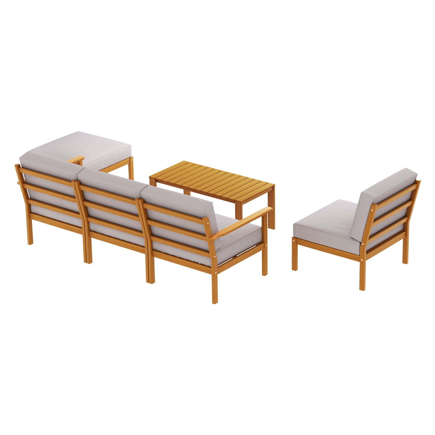 Gardeon 6pcs Outdoor Sofa Set 5-Seater Wooden Lounge Setting Garden Table Chairs