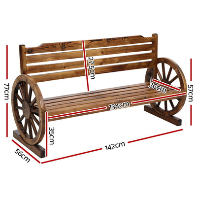 Gardeon Garden Bench Wooden Wagon Chair 3 Seat Outdoor Furniture Backyard Lounge