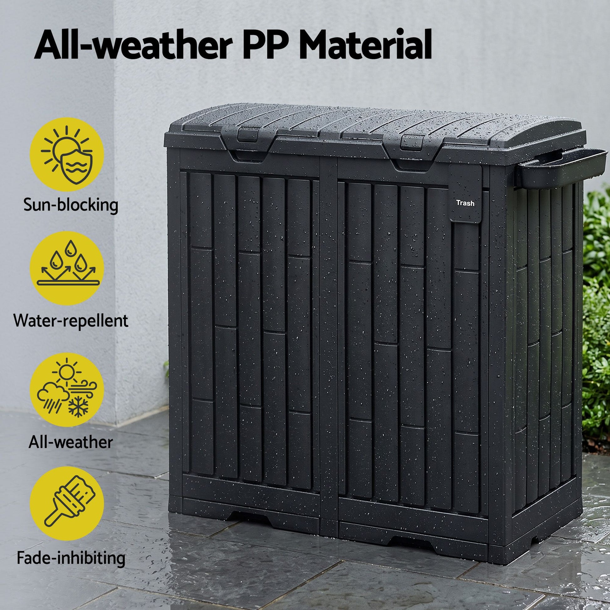 Gardeon Outdoor Trash Cans Dual Compartment Trash Can 220L Black