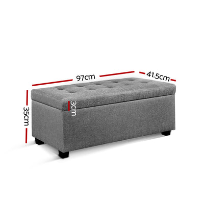 Artiss Large Fabric Storage Ottoman - Light Grey