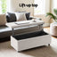 Artiss Storage Ottoman Blanket Box Table 97cm Velvet Taupe