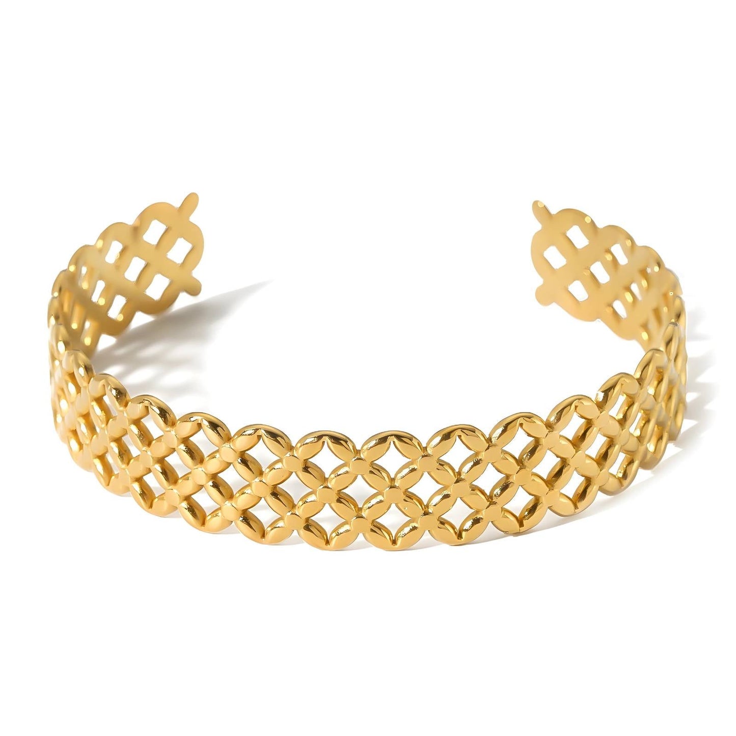 Open lattice gold bangle – Tarnish Proof Jewellery