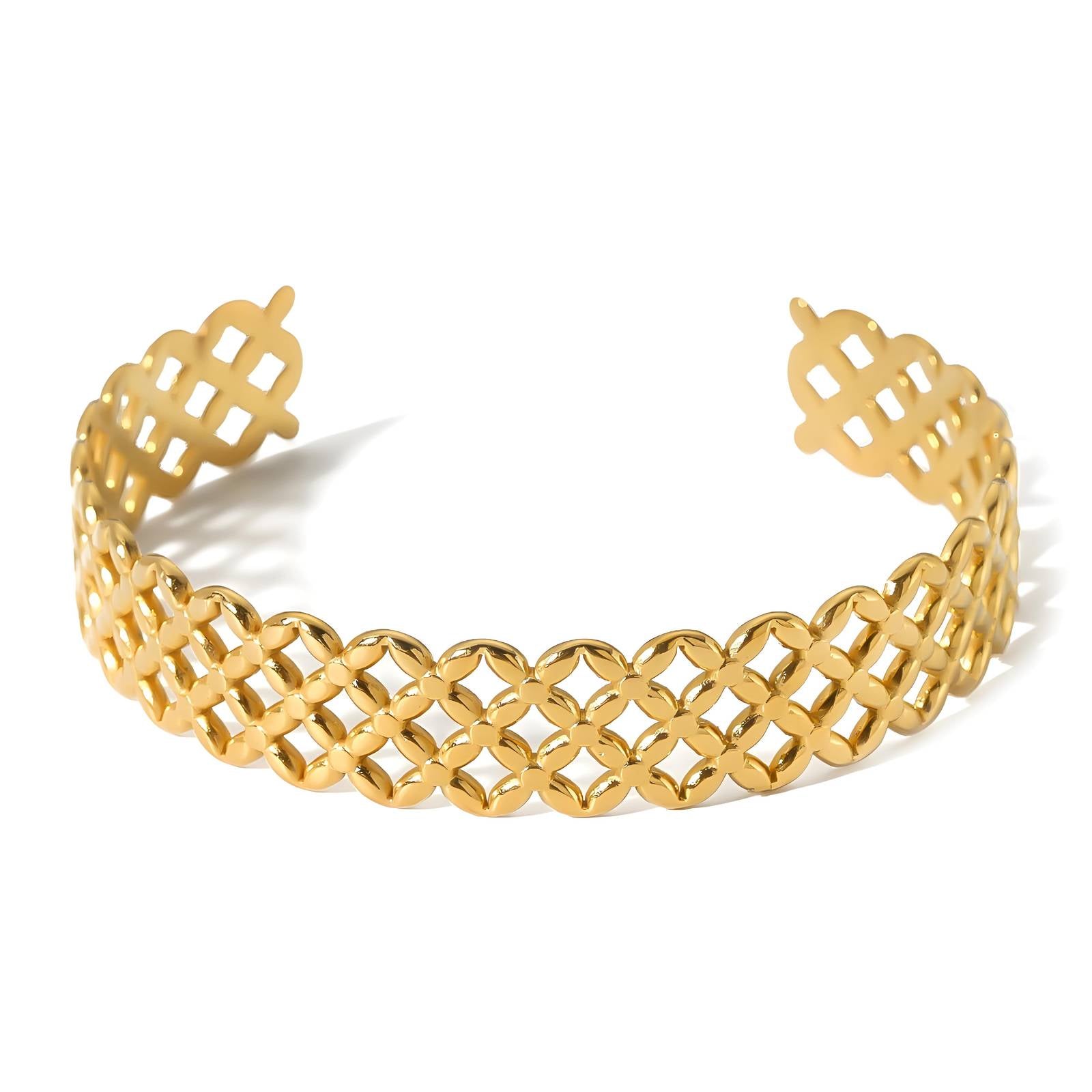 Open lattice gold bangle – Tarnish Proof Jewellery