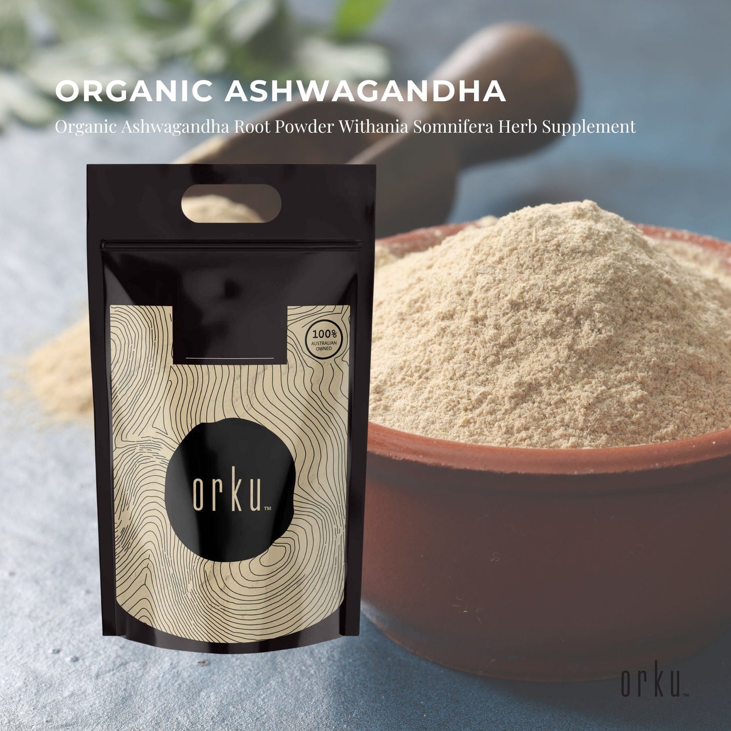 Organic Ashwagandha Root Powder Withania Somnifera Herb Supplement