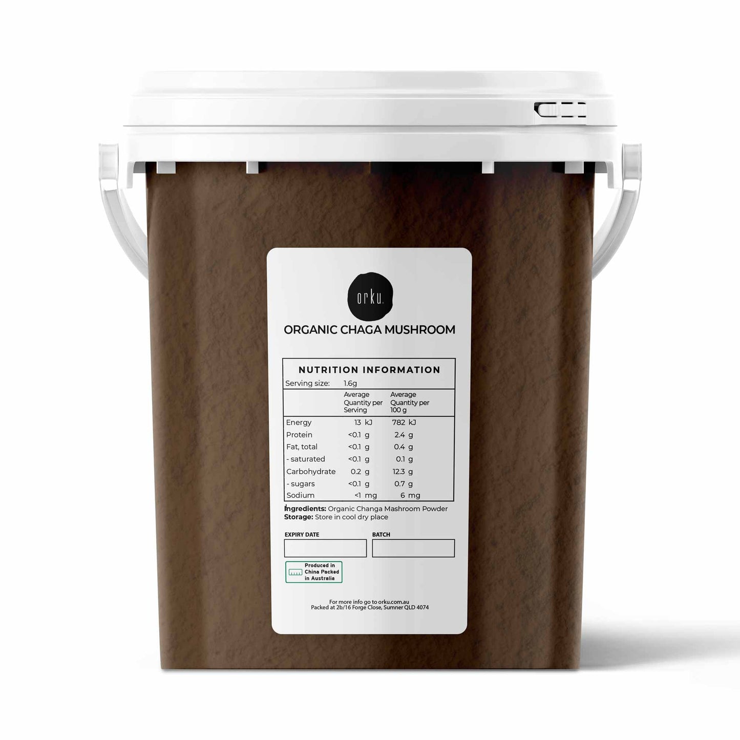 Organic Chaga Mushroom Powder Tub Bucket - Supplement Inonotus Obliquus