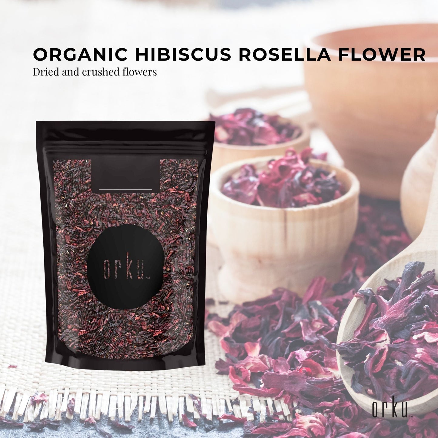 Organic Hibiscus Rosella Flower Crushed - Dried Herbal Tea Supplement