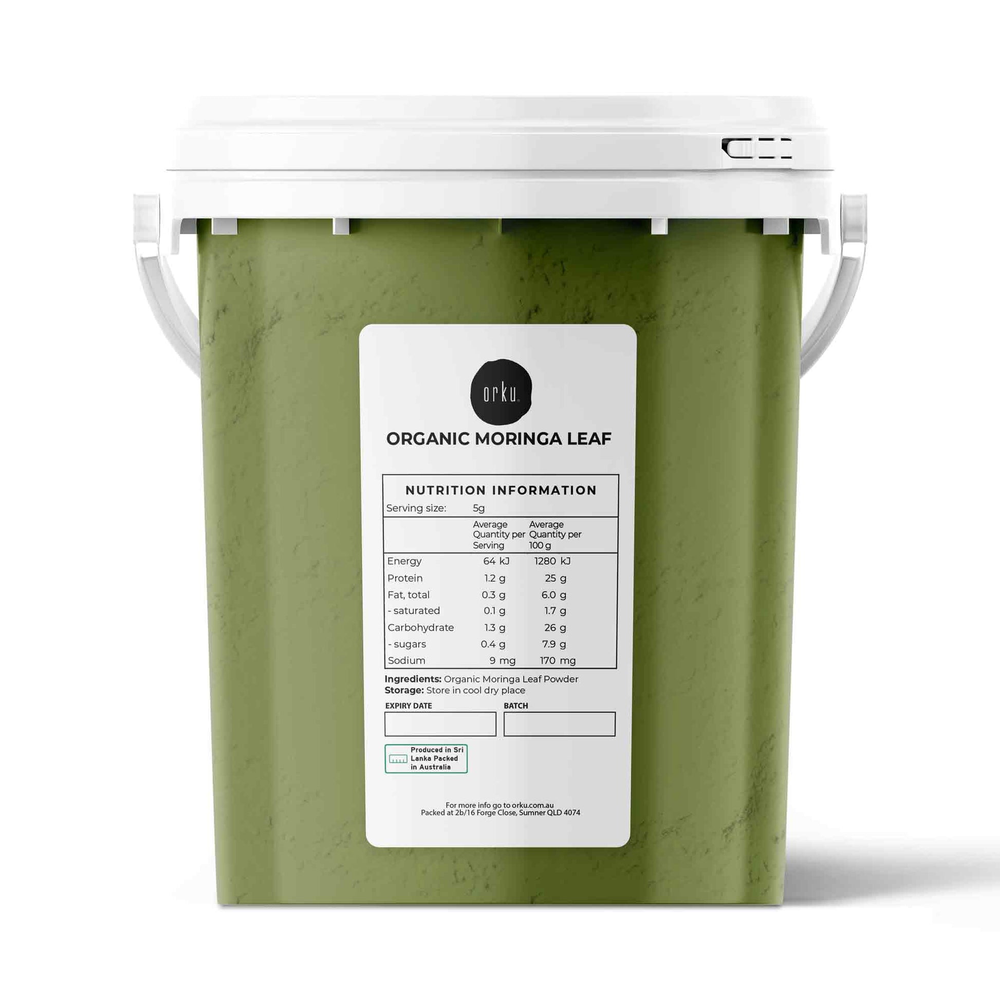 Organic Moringa Leaf Powder Tub Bucket - Supplement Moringa Drumstick Leaf