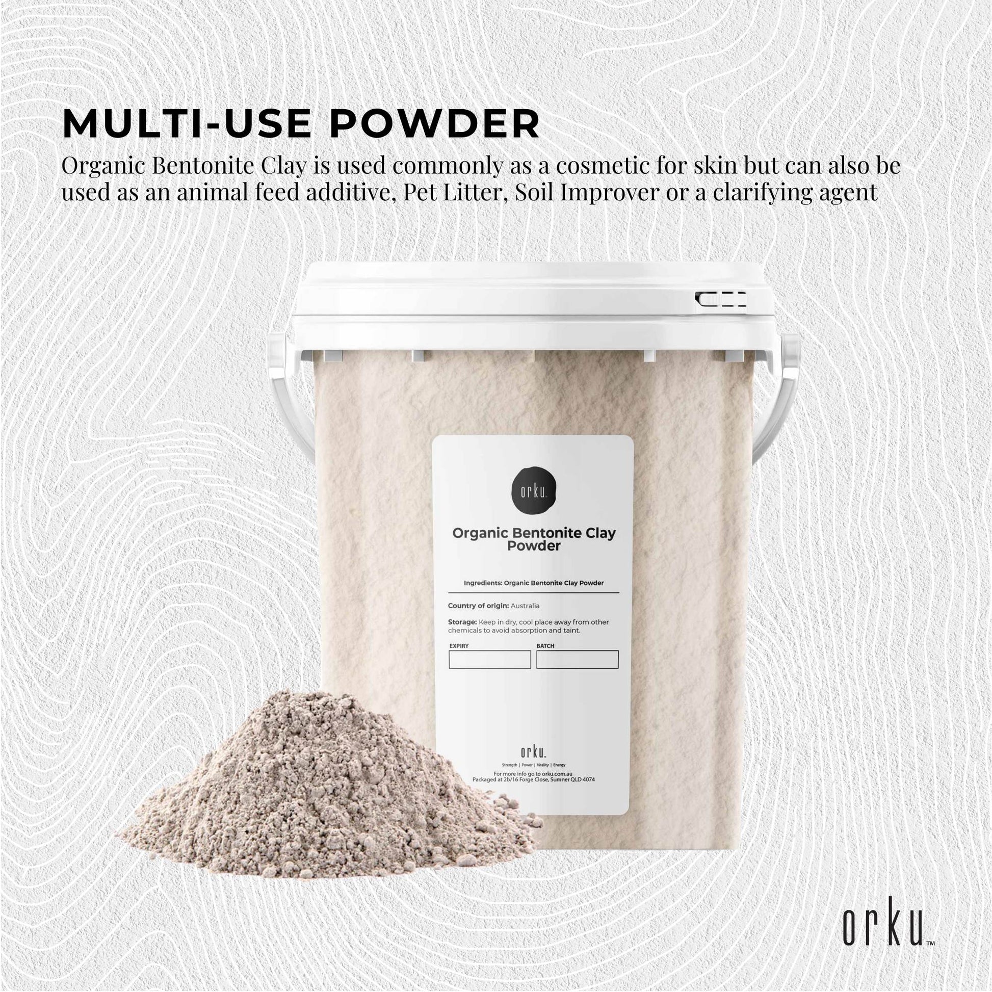 Organic Sodium Bentonite Clay Powder Tub Bucket - Cosmetic Montmorillonite